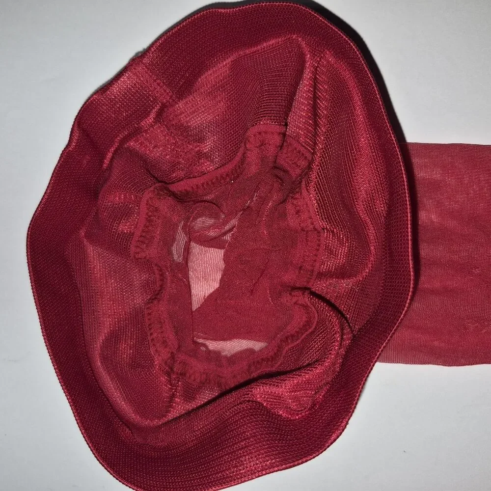 Vtg Victoria's Secret Red Rhinestone Ruffle Top Thigh High Stockings Santa Y2k